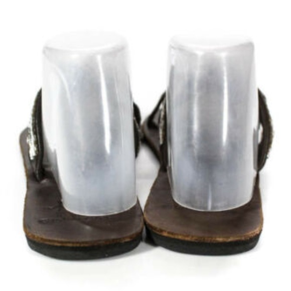 GLOBAL GIRLS BROWN LEATHER BEAD TOE STRAP SANDALS - Picture 3 of 5